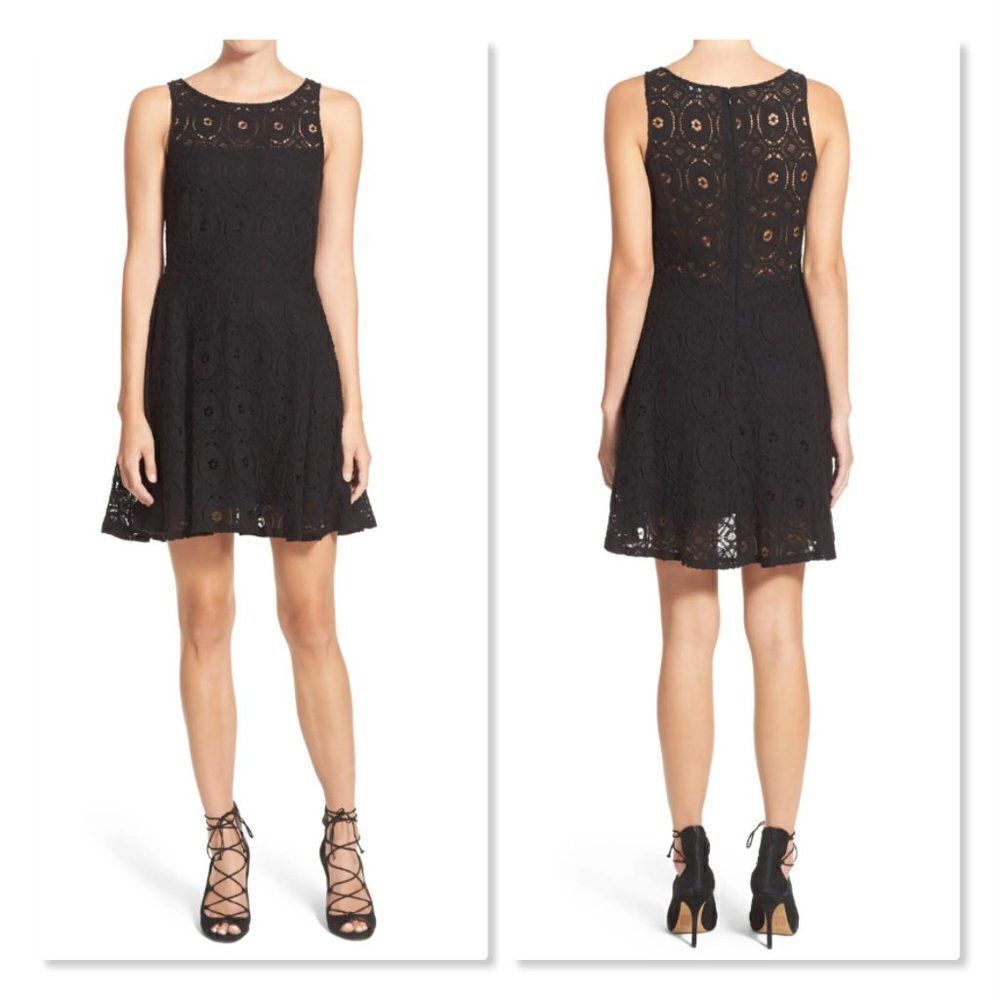 BB Dakota Renley Lace Fit & Flare Minidress size 6 in Black- NEW